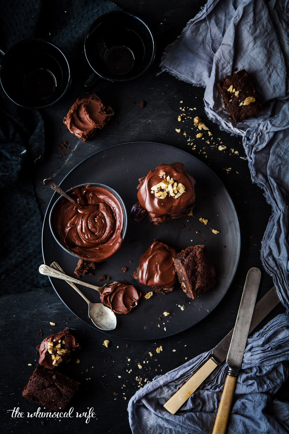 Double Chocolate Walnut Brownies With Fudgy Chocolate Icing {DF, GF & Vegan) | The Whimsical Wife